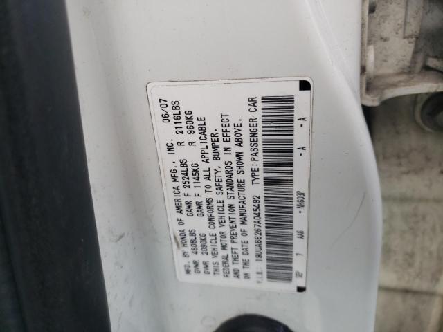 19UUA66267A045492 - 2007 ACURA TL WHITE photo 12