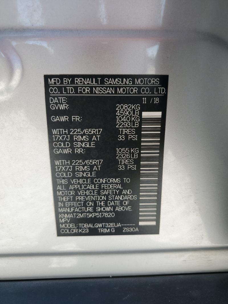 KNMAT2MT5KP517820 - 2019 NISSAN ROGUE S Gümüş foto 14