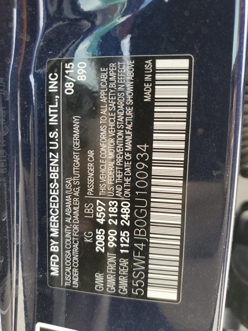 55SWF4JB0GU100934 - 2016 MERCEDES-BENZ C 300 BLUE photo 12