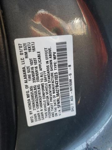 5FNRL38427B431023 - 2007 HONDA ODYSSEY EX GRAY photo 13