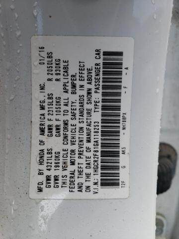 1HGCR2F81GA118253 - 2016 HONDA ACCORD EXL WHITE photo 13