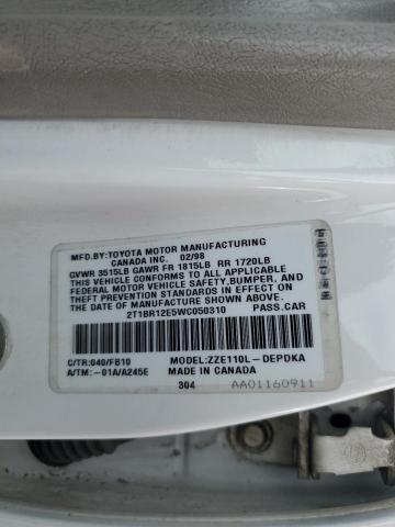 2T1BR12E5WC050310 - 1998 TOYOTA COROLLA VE WHITE photo 12