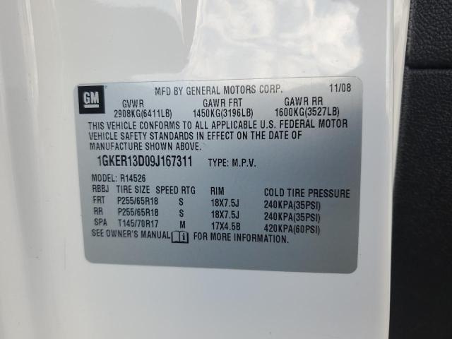 1GKER13D09J167311 - 2009 GMC ACADIA SLE WHITE photo 13