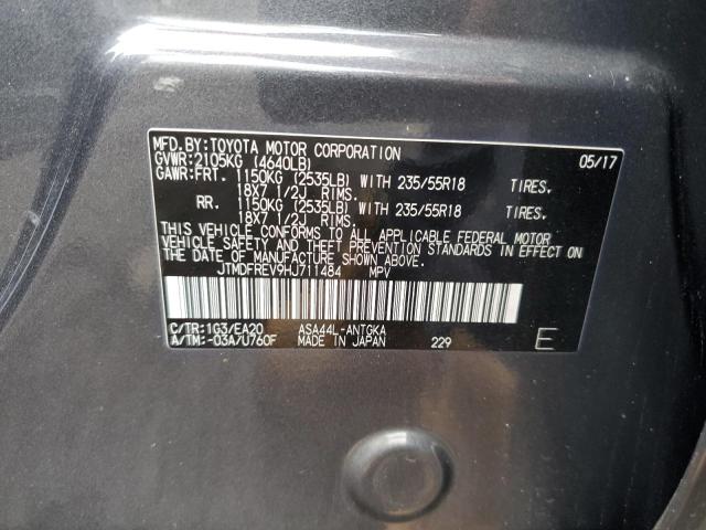 JTMDFREV9HJ711484 - 2017 TOYOTA RAV4 LIMITED Graphite photo 12