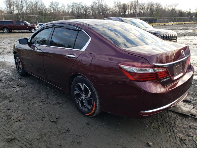 1HGCR2F3XHA202304 - 2017 HONDA ACCORD LX BURGUNDY photo 2