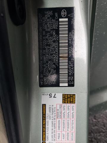 JTDKB20U683361227 - 2008 TOYOTA PRIUS GREEN photo 12