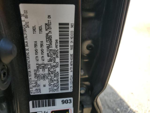 3TMAZ5CN6NM193824 - 2022 TOYOTA TACOMA DOUBLE CAB BLACK photo 13