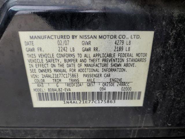 1N4AL21E77C175863 - 2007 NISSAN ALTIMA 2.5 BLACK photo 13