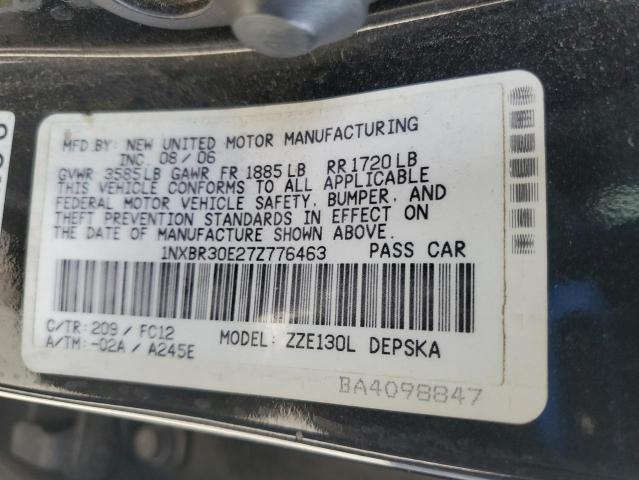 1NXBR30E27Z776463 - 2007 TOYOTA COROLLA CE BLACK photo 12