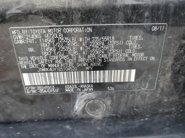 JTMRK4DV1B5104520 - 2011 TOYOTA RAV4 SPORT BLACK photo 13