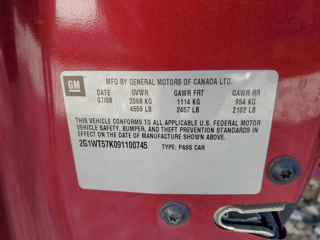 2G1WT57K091100745 - 2009 CHEVROLET IMPALA 1LT MAROON photo 13