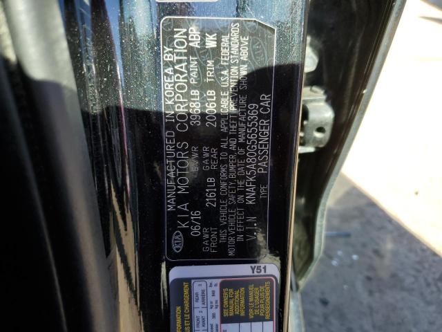 KNAFK5A80G5655369 - 2016 KIA FORTE LX 黑色 照片 12