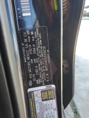 3KPF24AD1LE208218 - 2020 KIA FORTE FE BLACK photo 12