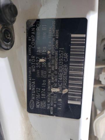 KMHCT4AEXDU393571 - 2013 HYUNDAI ACCENT GLS WHITE photo 13