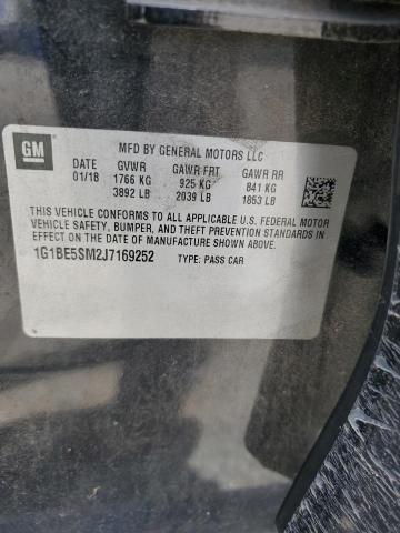 1G1BE5SM2J7169252 - 2018 CHEVROLET CRUZE LT BLACK photo 12