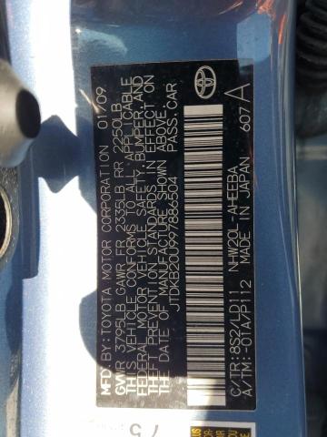 JTDKB20U997886504 - 2009 TOYOTA PRIUS ლურჯი ფოტო 12
