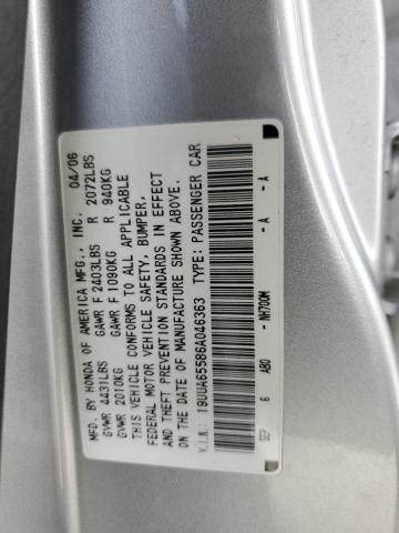 19UUA65586A046363 - 2006 ACURA TL SILVER photo 13