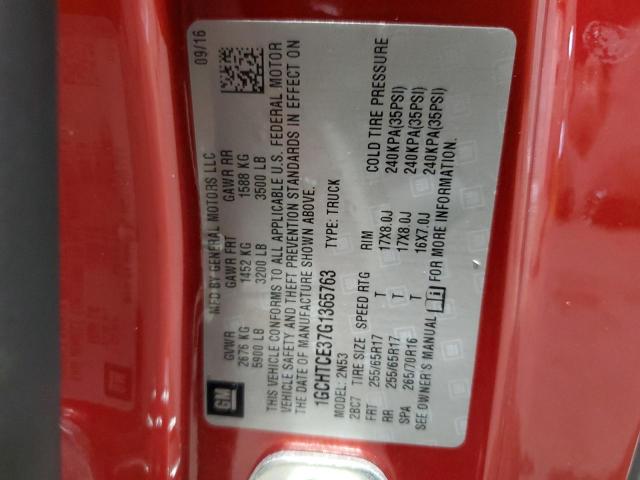 1GCHTCE37G1365763 - 2016 CHEVROLET COLORADO LT RED photo 12