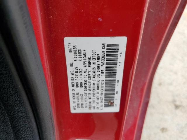 1HGCT2B80EA009335 - 2014 HONDA ACCORD EXL RED photo 12