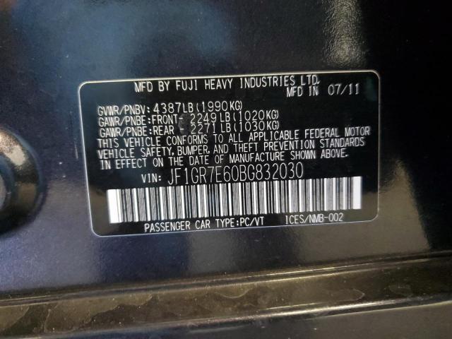 JF1GR7E60BG832030 - 2011 SUBARU IMPREZA WRX CHARCOAL photo 12