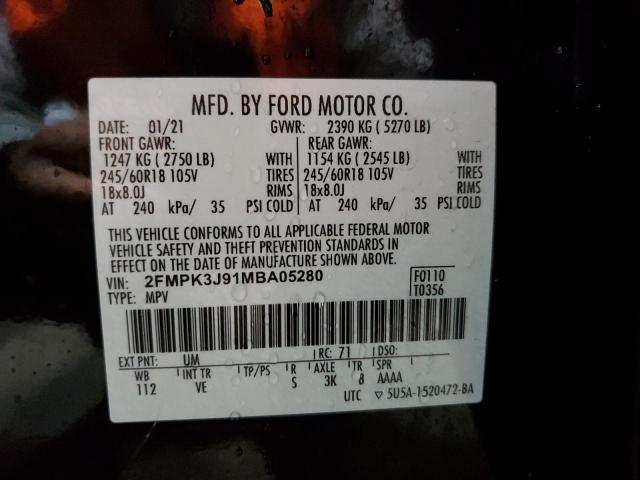 2FMPK3J91MBA05280 - 2021 FORD EDGE SEL BLACK photo 13