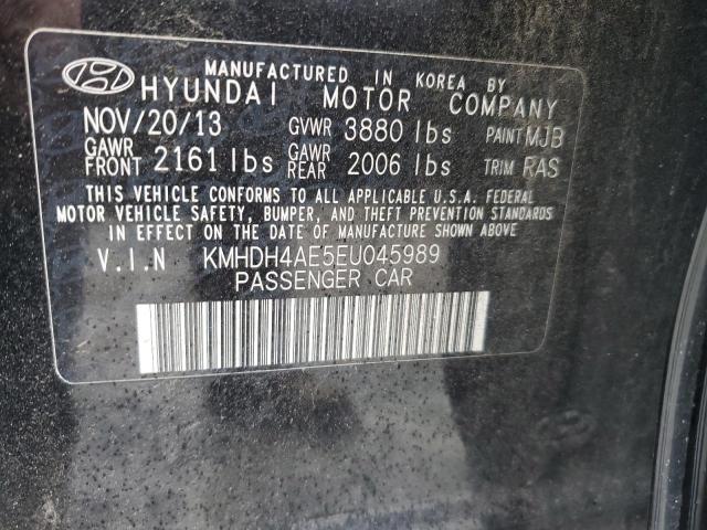 KMHDH4AE5EU045989 - 2014 HYUNDAI ELANTRA SE BLACK photo 13