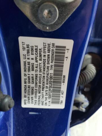 19XFC2F5XJE010611 - 2018 HONDA CIVIC LX ლურჯი ფოტო 13