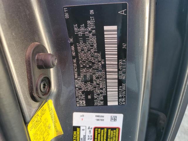 5TDYK3DC6CS182081 - 2012 TOYOTA SIENNA XLE ნაცრისფერი ფოტო 12