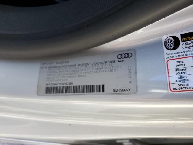 WAU2GAFCXFN052465 - 2015 AUDI A7 PRESTIGE فضي صورة 12