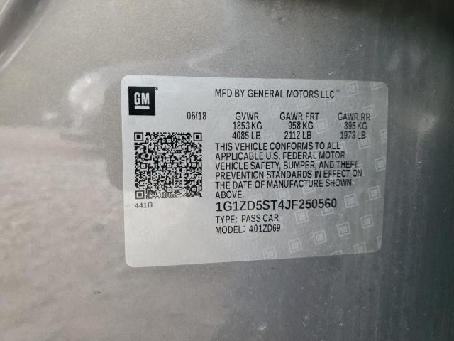 1G1ZD5ST4JF250560 - 2018 CHEVROLET MALIBU LT Серый фото 12