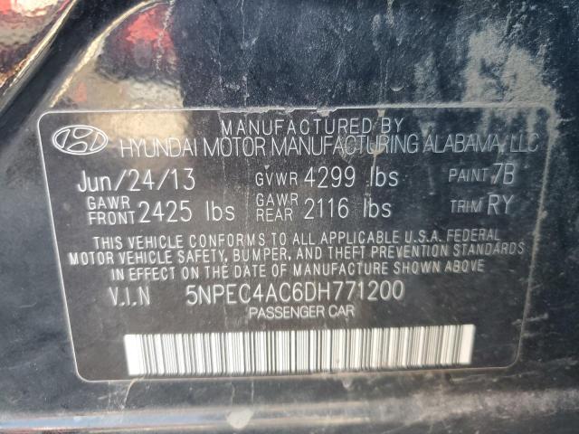5NPEC4AC6DH771200 - 2013 HYUNDAI SONATA SE BLACK photo 12
