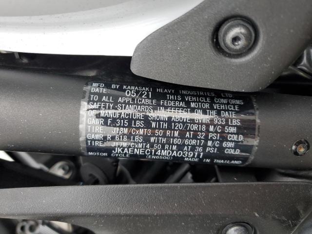 JKAENEC14MDA03911 - 2021 KAWASAKI EN650 C თეთრი ფოტო 10