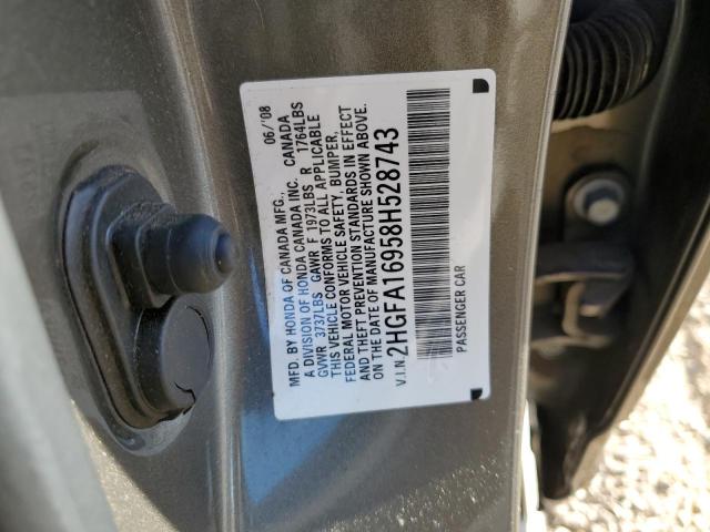 2HGFA16958H528743 - 2008 HONDA CIVIC EXL GRAY photo 12