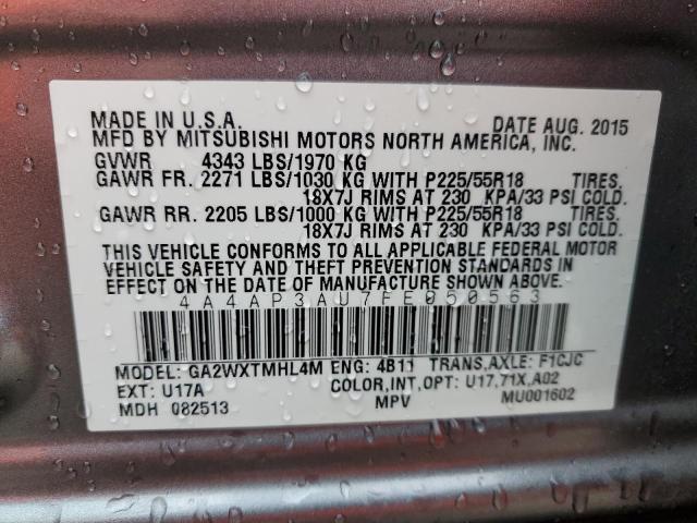 4A4AP3AU7FE050563 - 2015 MITSUBISHI OUTLANDER ES GRAY photo 12