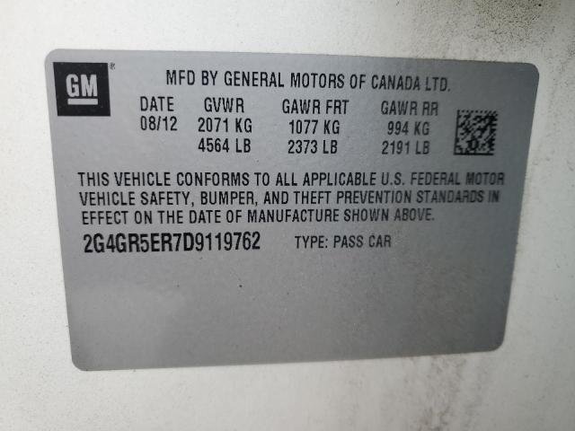 2G4GR5ER7D9119762 - 2013 BUICK REGAL Ақ фото 12