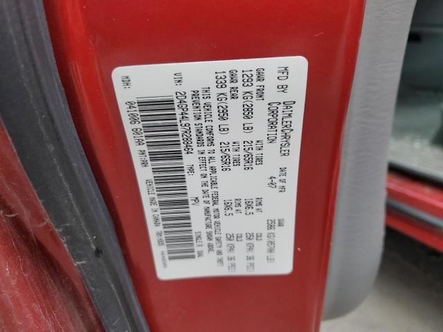 2D4GP44L97R288464 - 2007 DODGE GRAND CARA SXT RED photo 13