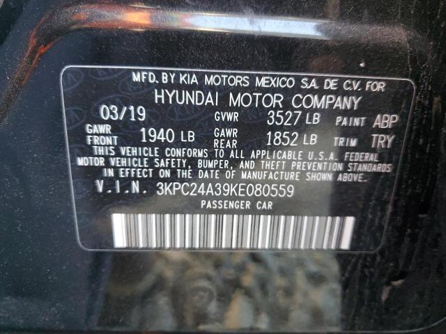 3KPC24A39KE080559 - 2019 HYUNDAI ACCENT SE 黑色 照片 12