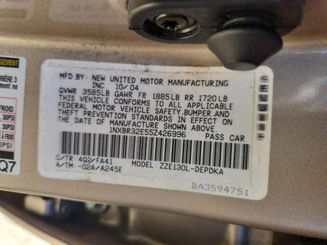 1NXBR32E55Z426996 - 2005 TOYOTA COROLLA CE Qızıl foto 12