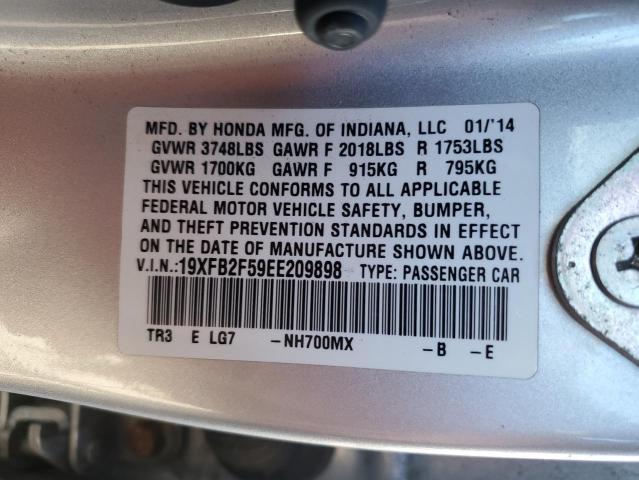 19XFB2F59EE209898 - 2014 HONDA CIVIC LX ვერცხლისფერი ფოტო 12