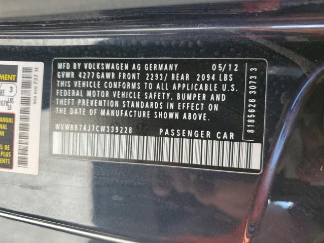 WVWBB7AJ7CW339228 - 2012 VOLKSWAGEN GOLF BLUE photo 12