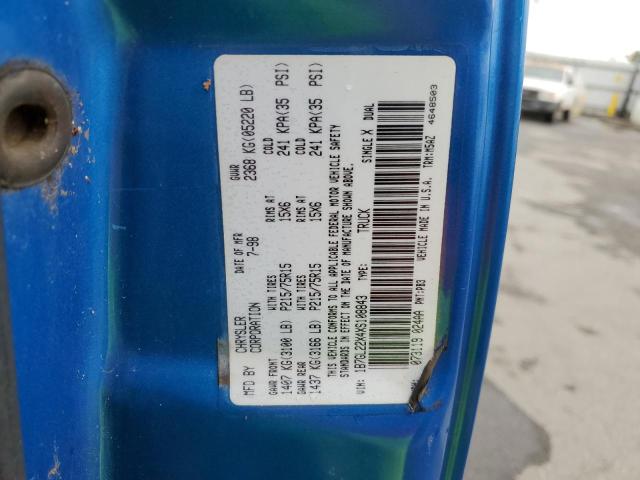 1B7GL22X4XS108843 - 1999 DODGE DAKOTA BLUE photo 12