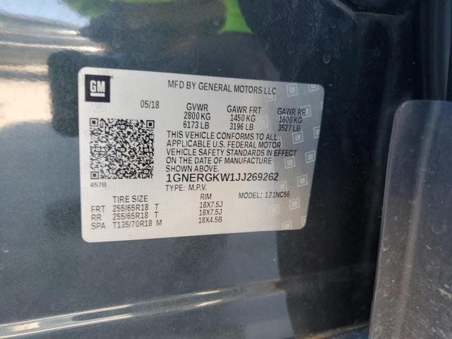 1GNERGKW1JJ269262 - 2018 CHEVROLET TRAVERSE LT GREEN photo 13