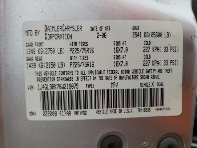 1J4GL38K76W219079 - 2006 JEEP LIBERTY RENEGADE Արծաթագույն լուսանկար 12