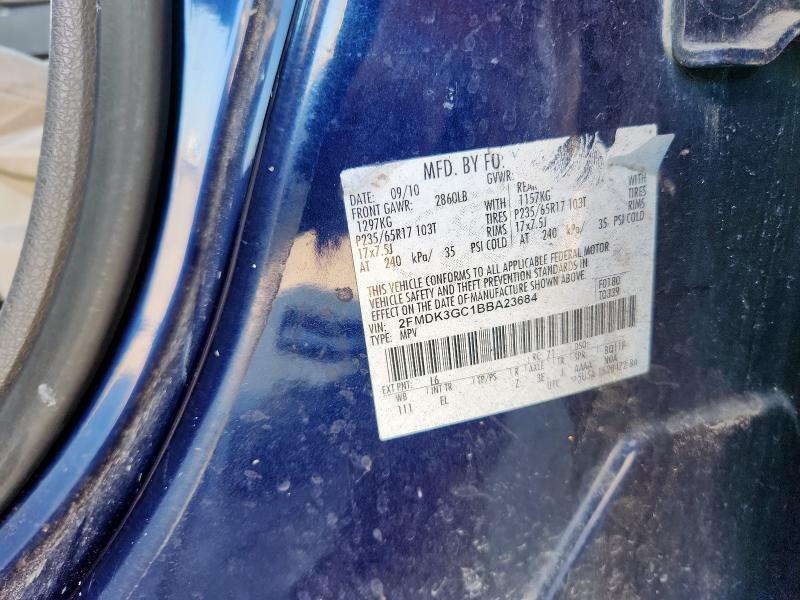 2FMDK3GC1BBA23684 - 2011 FORD EDGE SE BLUE photo 12