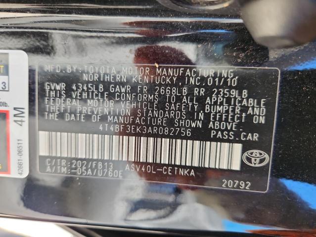 4T4BF3EK3AR082756 - 2010 TOYOTA CAMRY BASE Қара фото 12