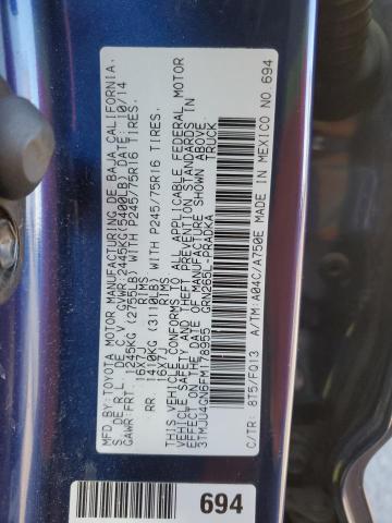 3TMJU4GN6FM178955 - 2015 TOYOTA TACOMA DOUBLE CAB PRERUNNER BLUE photo 12