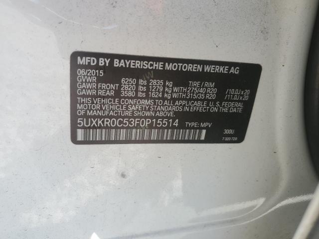 5UXKR0C53F0P15514 - 2015 BMW X5 XDRIVE35I WHITE photo 13