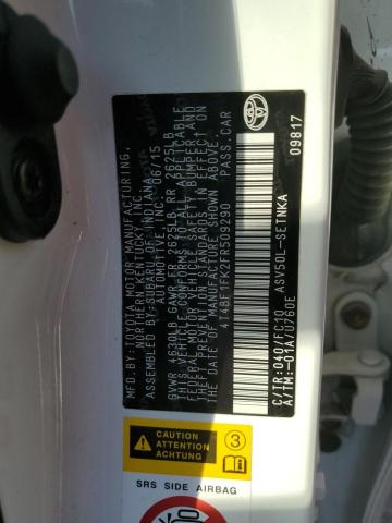 4T4BF1FK2FR509290 - 2015 TOYOTA CAMRY LE 白色 照片 12