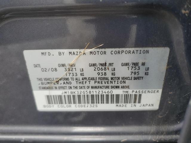 JM1BK32G581123460 - 2008 MAZDA 3 I ნაცრისფერი ფოტო 13