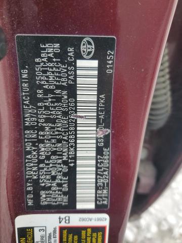 4T1BK36B58U263260 - 2008 TOYOTA AVALON XL BURGUNDY photo 12